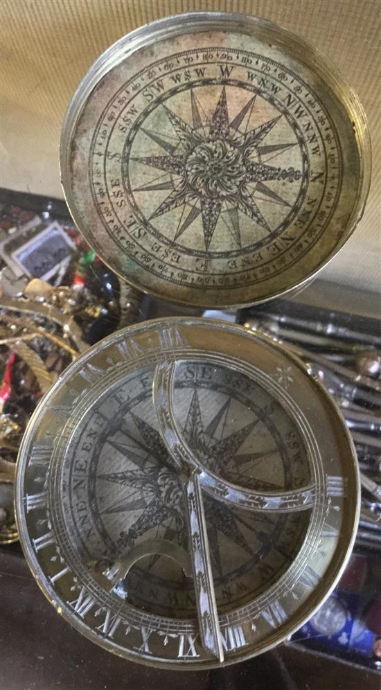 Early 19th Century brass sundial compass